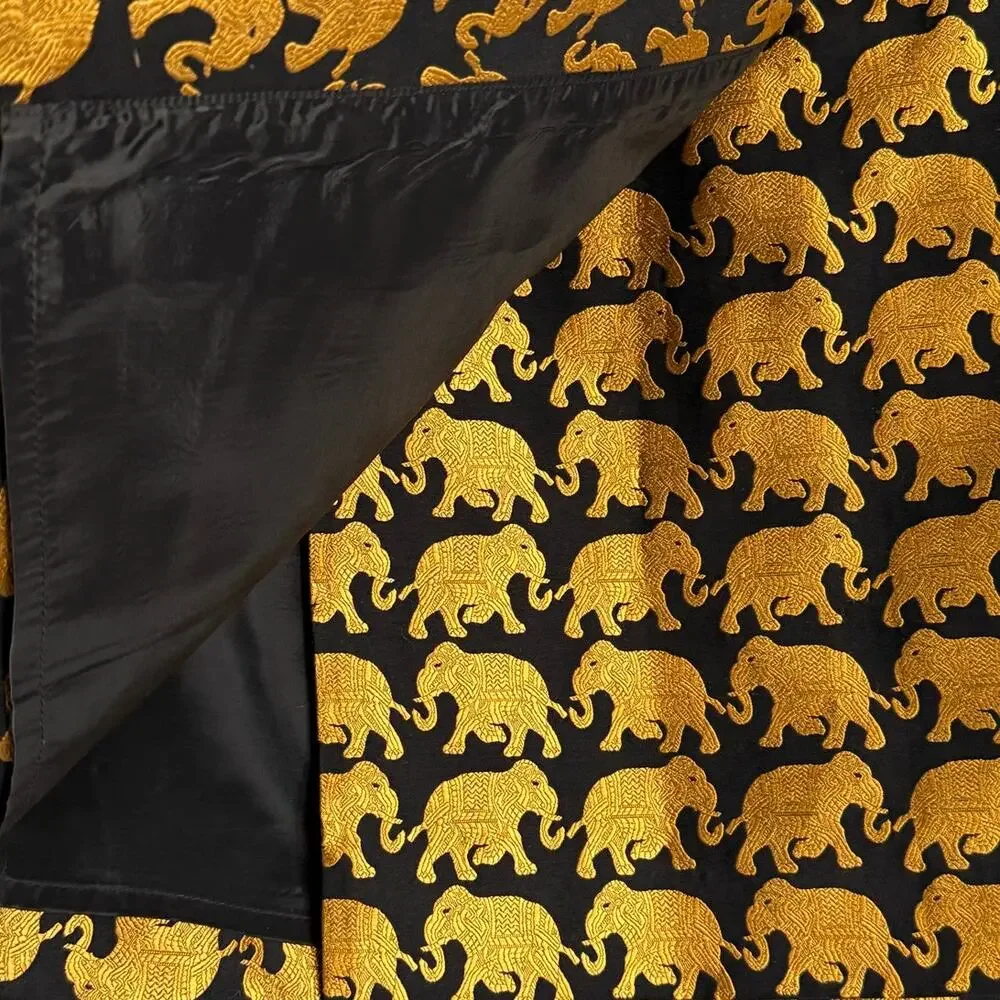 J.Crew Women’s 2 Mini Skirt Elephant Parade Origami Black Gold - Picture 6 of 8